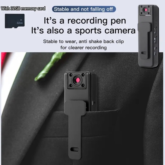 NEW 1pc 1080P Mini Body Camera with 180° Rotatable Lens, USB Rechargeable, - Picture 5 of 12